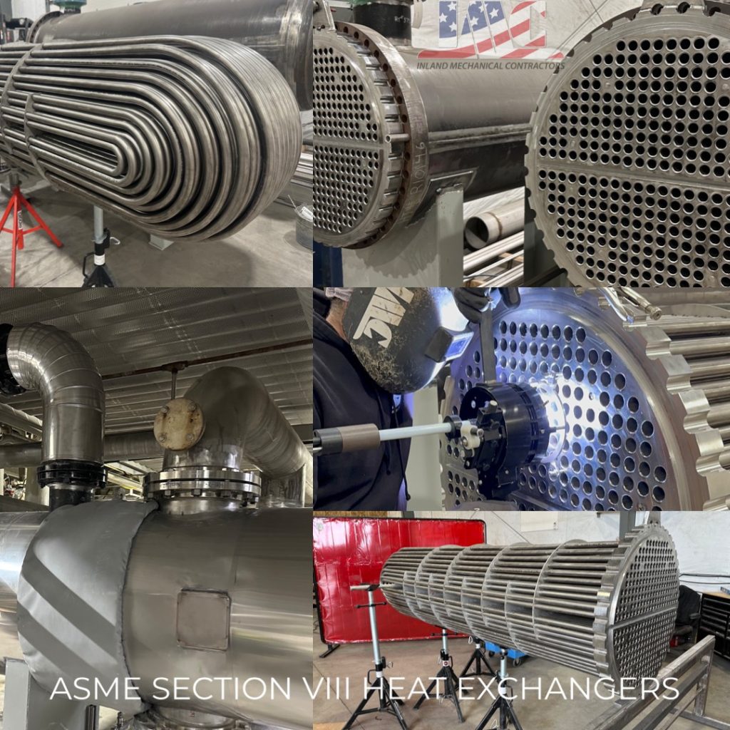 ASME Section VIII heat exchangers fabricated by Inland Mechanical in Richland, WA