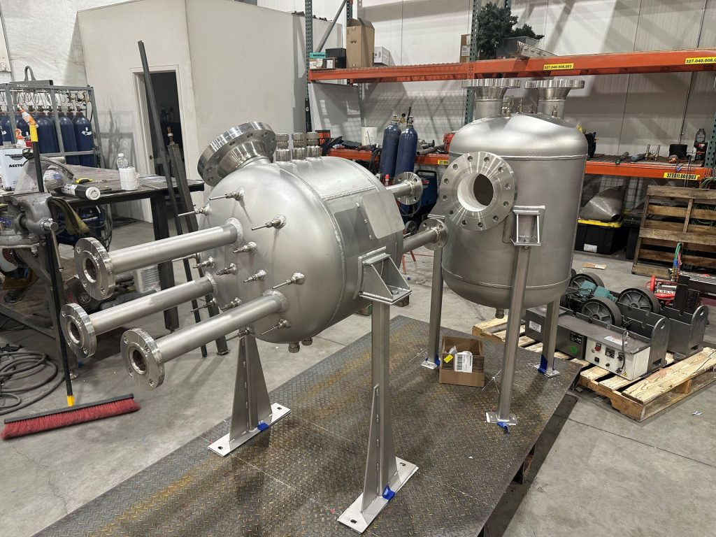 ASME Section VIII pressure vessels in fabrication at Inland Mechanical, Richland WA