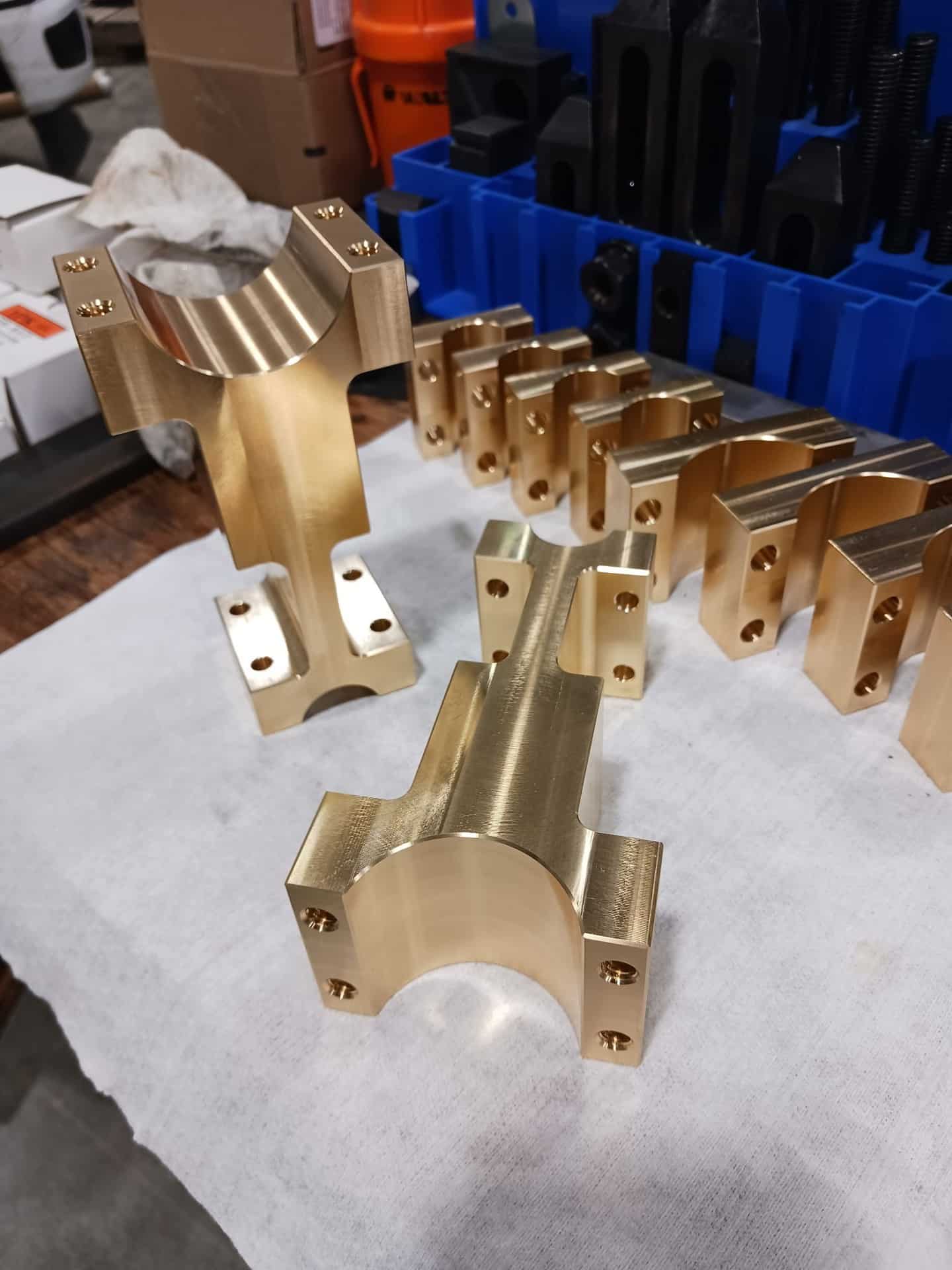 CNC machined bronze components produced by Inland Mechanical, Richland WA